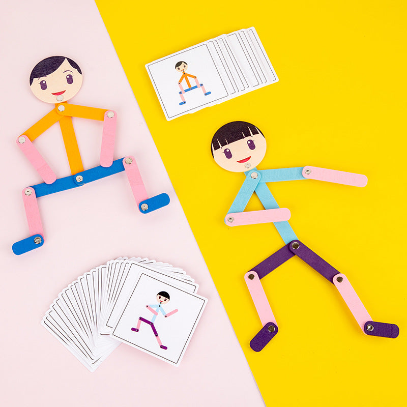 Wooden Poseable Stick Figure Activity & Imitation Toy