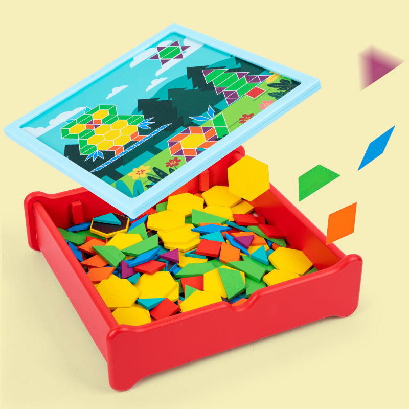 196-Piece Wooden Magnetic Geometry Puzzle Set