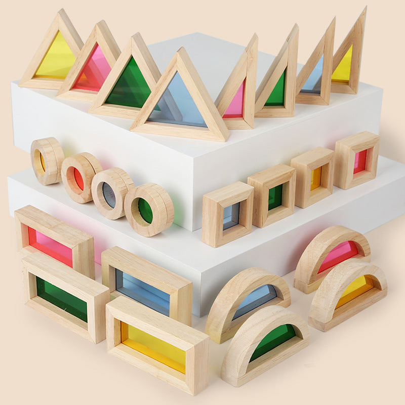 Wooden Rainbow Acrylic Light & Shadow Building Blocks