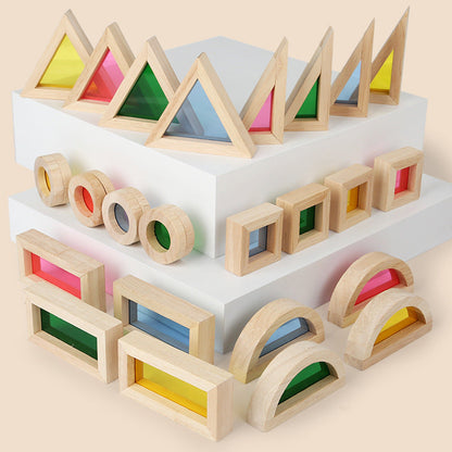 Wooden Rainbow Acrylic Light & Shadow Building Blocks