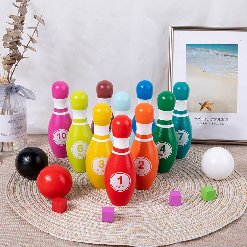 Wooden Number Bowling Set for Kids