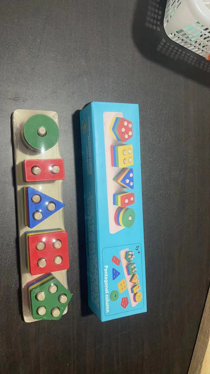 Wooden Geometric Shape & Color Matching Stacking Toy