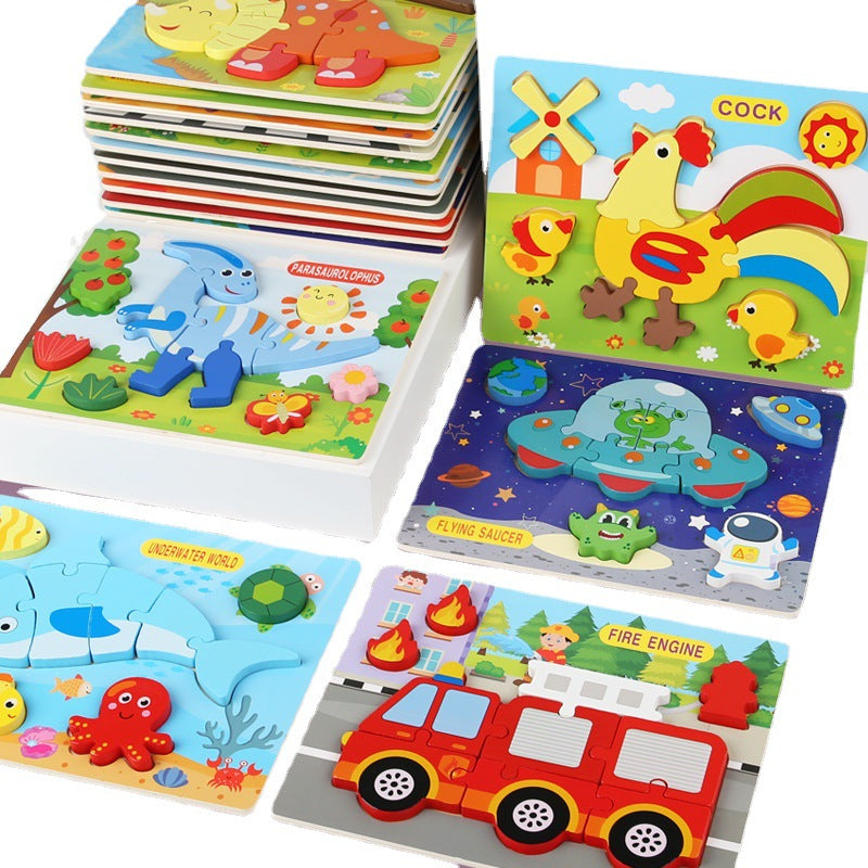 Wooden 3D Animal & Vehicle Puzzle Board Set for Kids