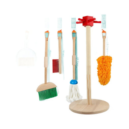 Wooden Kids Cleaning Set with Broom, Mop & Dustpan