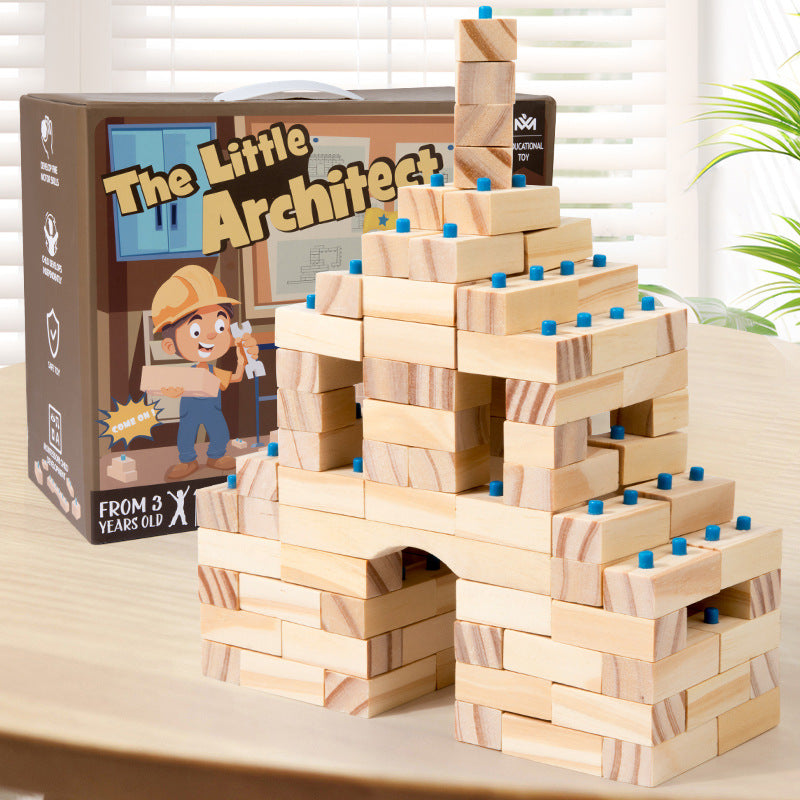 Little Architect wooden building blocks construction with product box