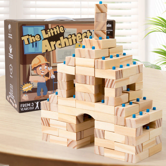 Little Architect wooden building blocks construction with product box