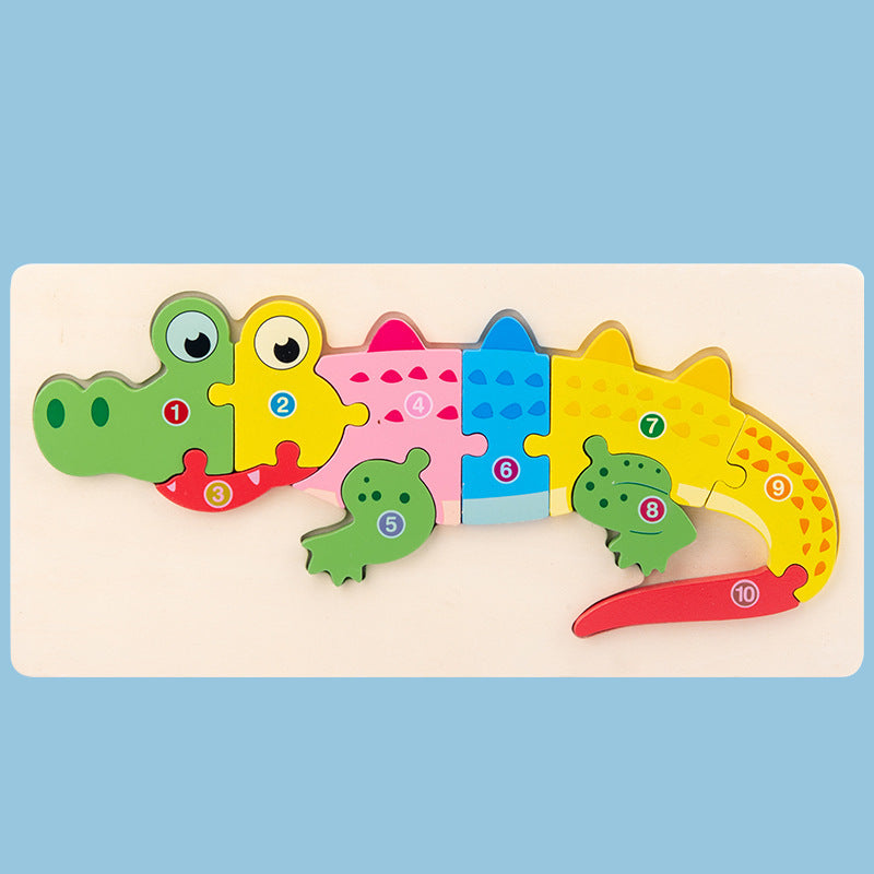 Crocodile wooden numbered puzzle close view