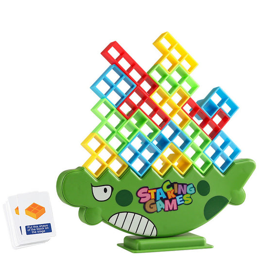 Dinosaur Balance Stacking Blocks Game – Kids Jenga Building Toy with Challenge Cards