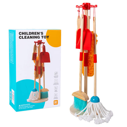 Wooden Kids Cleaning Set with Broom, Mop & Dustpan