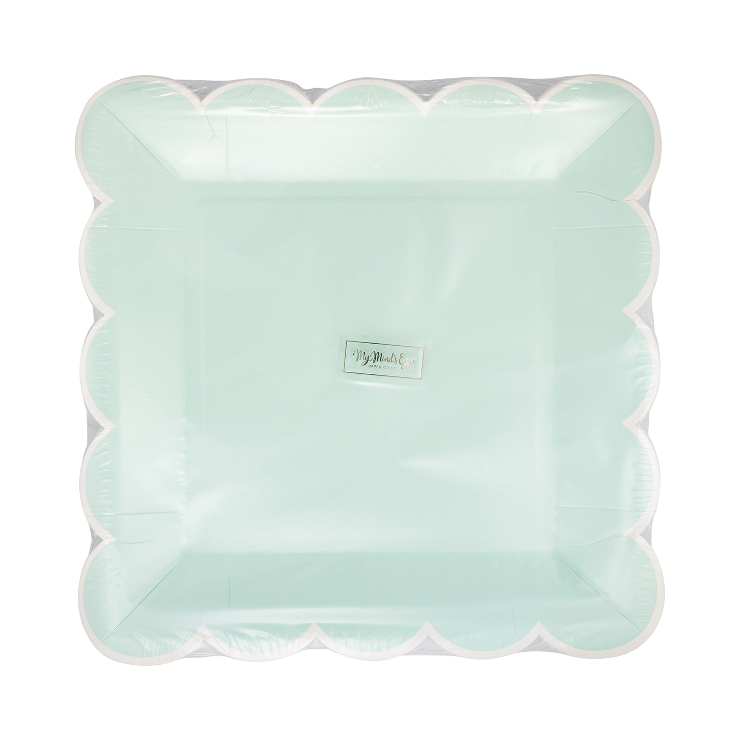 Aqua Scalloped Square Paper Plates, 8 ct, 9 in