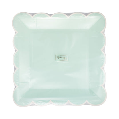 Aqua Scalloped Square Paper Plates, 8 ct, 9 in