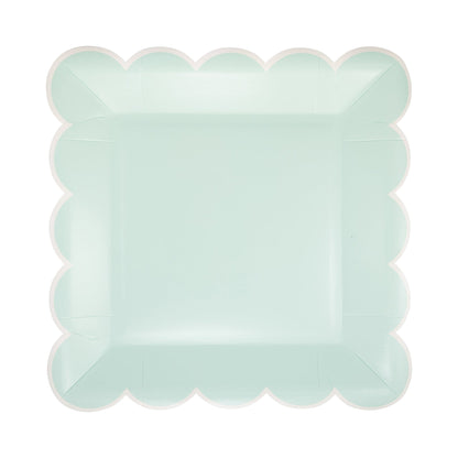 Aqua Scalloped Square Paper Plates, 8 ct, 9 in