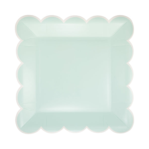 Aqua Scalloped Square Paper Plates, 8 ct, 9 in