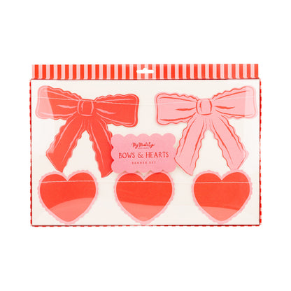 Bow and Heart Paper Banner Set for Party Decor
