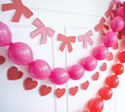 Bow and Heart Paper Banner Set for Party Decor
