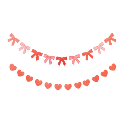 Bow and Heart Paper Banner Set for Party Decor