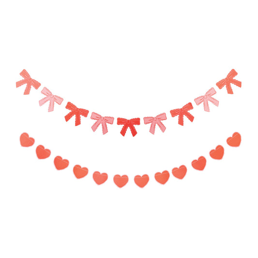 Bow and Heart Paper Banner Set for Party Decor