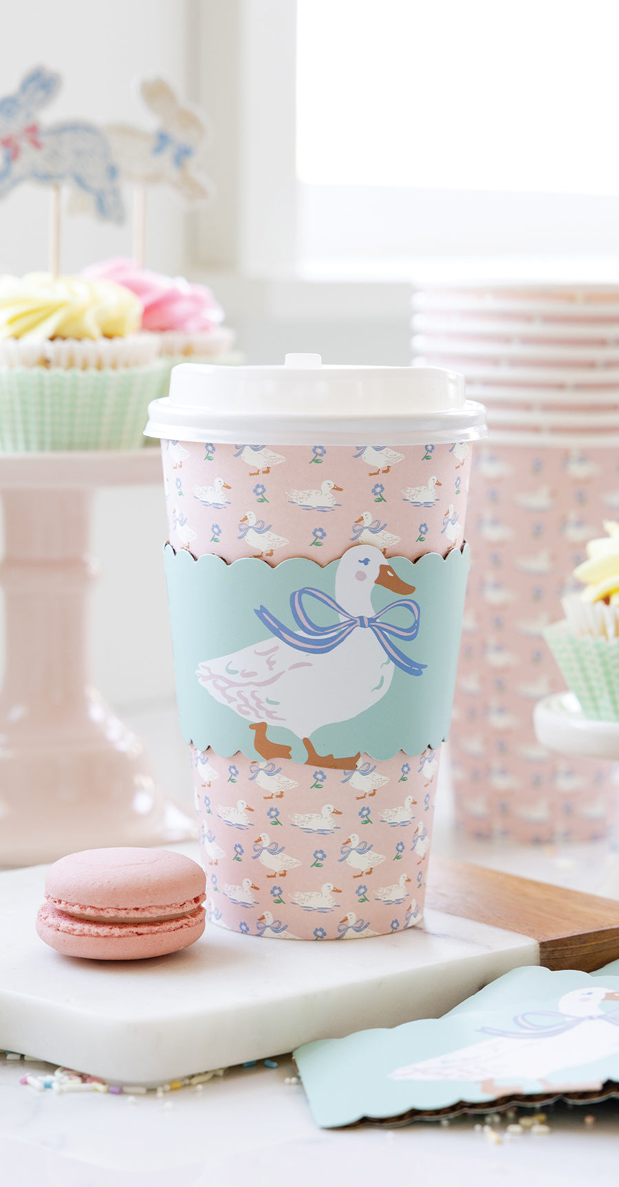 Pastel Duck Paper To Go Cups, 8 ct, 16 oz
