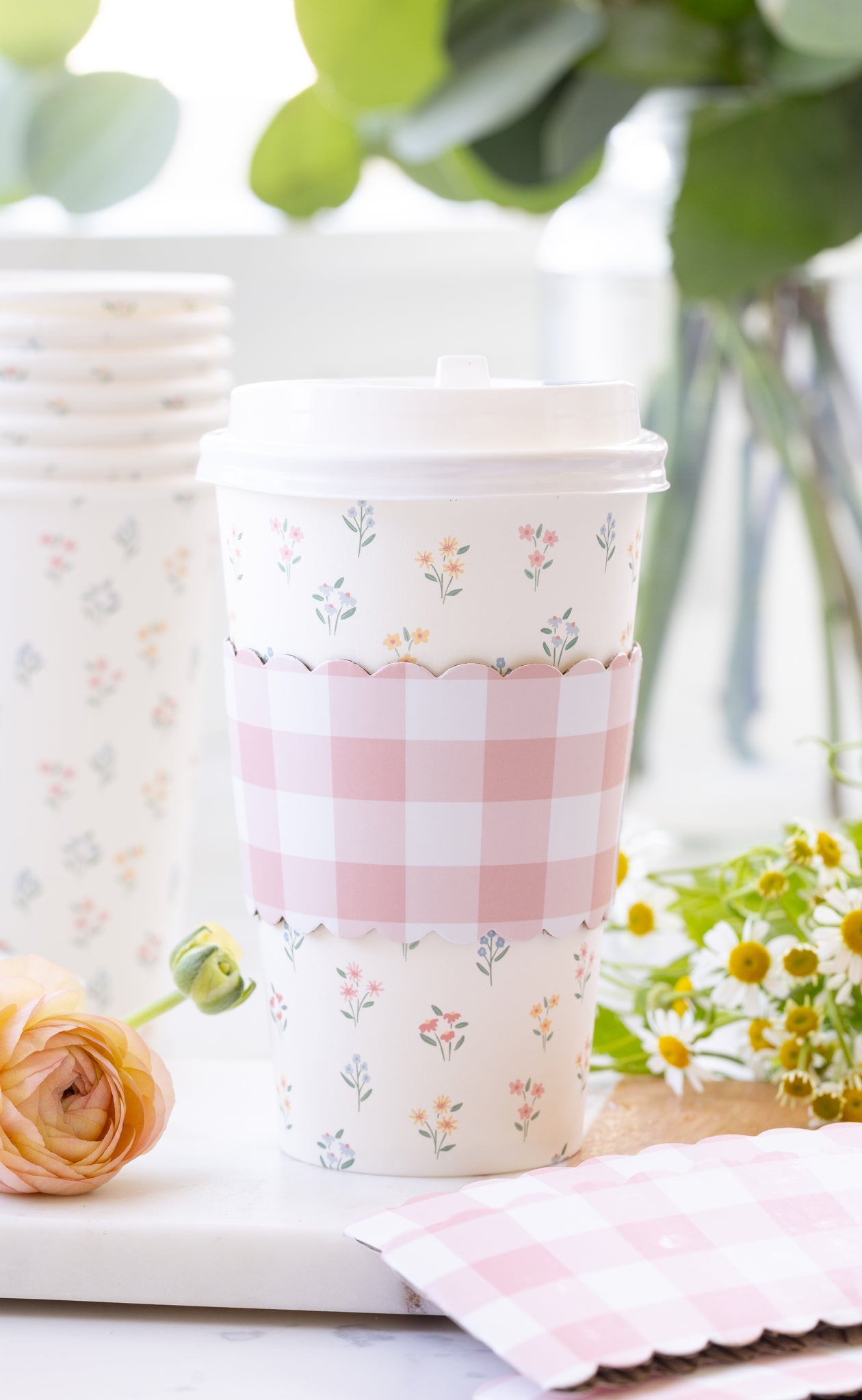 Tiny Floral Paper To Go Cups, 8 ct, 16 oz
