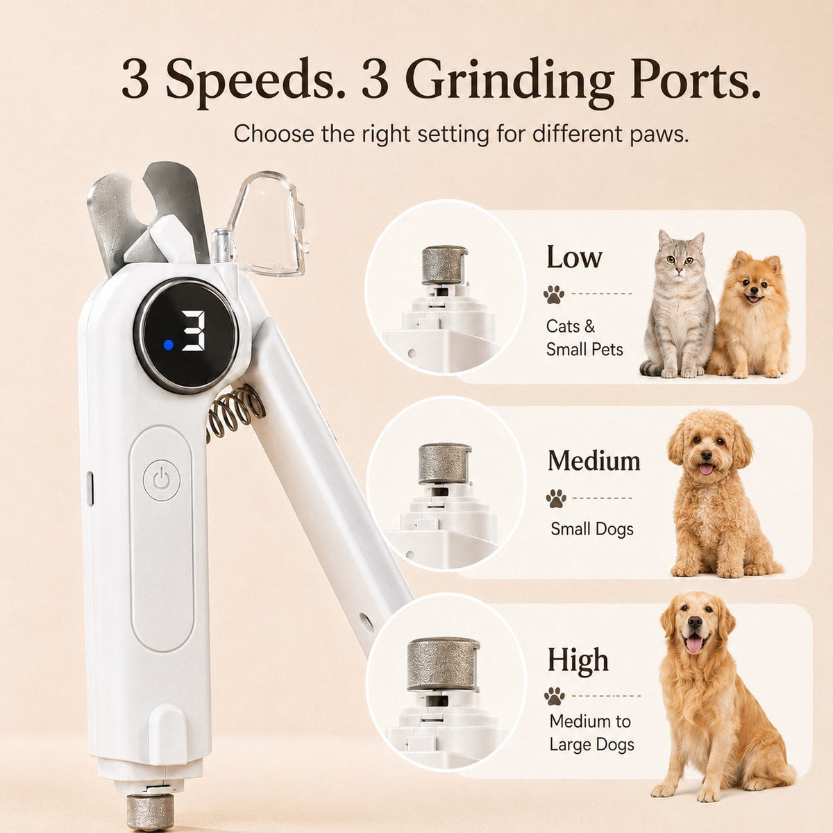 2-in-1 Pet Electric Nail Clipper & Grinder with LED Light