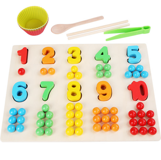 Wooden Number & Bead Counting Puzzle Board