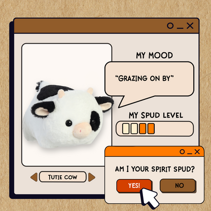 Spudsters Tutie Cow Plush Toy Stuffed Animal, 10 in