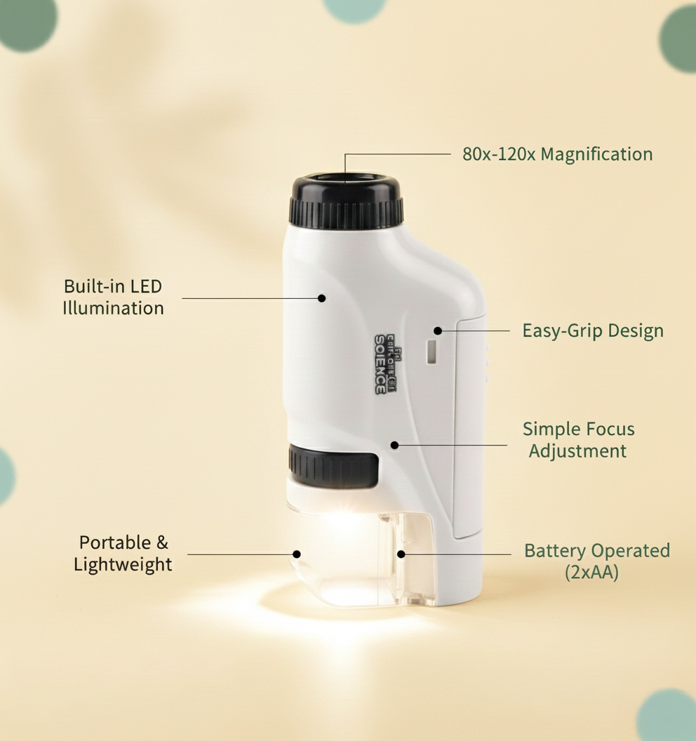 Kids Pocket Microscope & LED Light