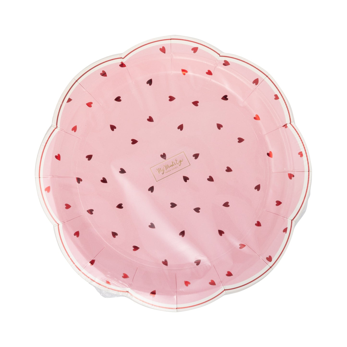 Scattered Heart Scalloped Paper Plates, 8 ct