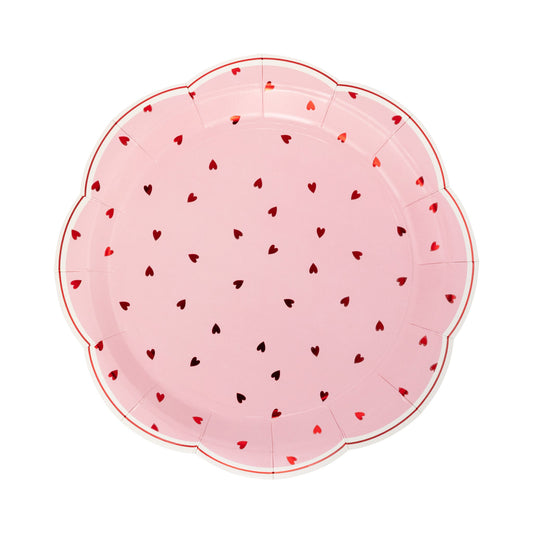 Scattered Heart Scalloped Paper Plates, 8 ct
