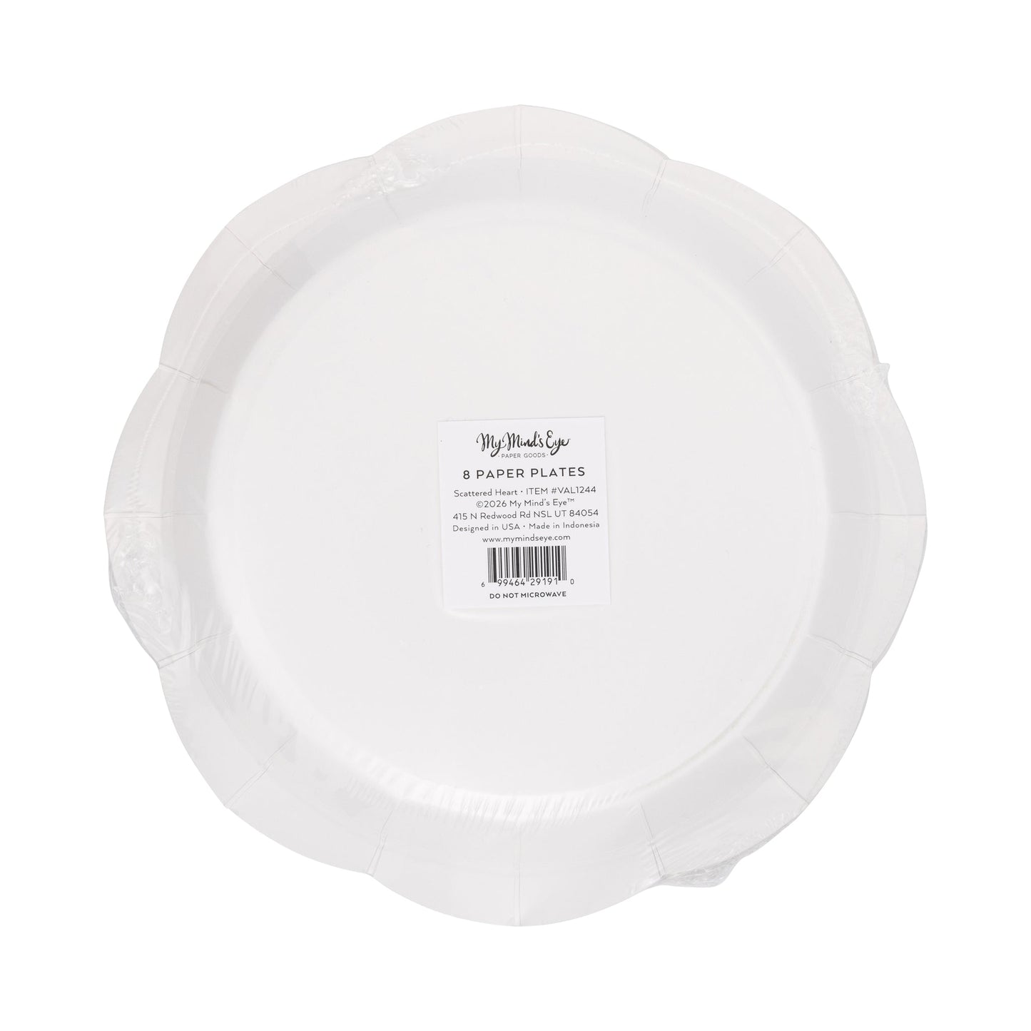 Scattered Heart Scalloped Paper Plates, 8 ct