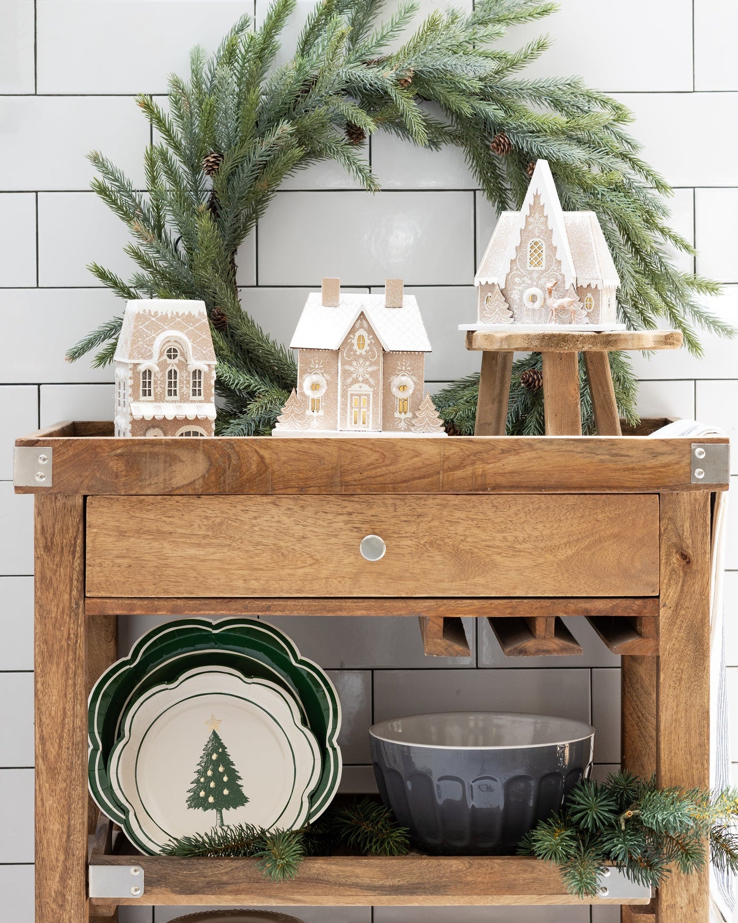 Gingerbread Shop Paperboard Village Decor with Light