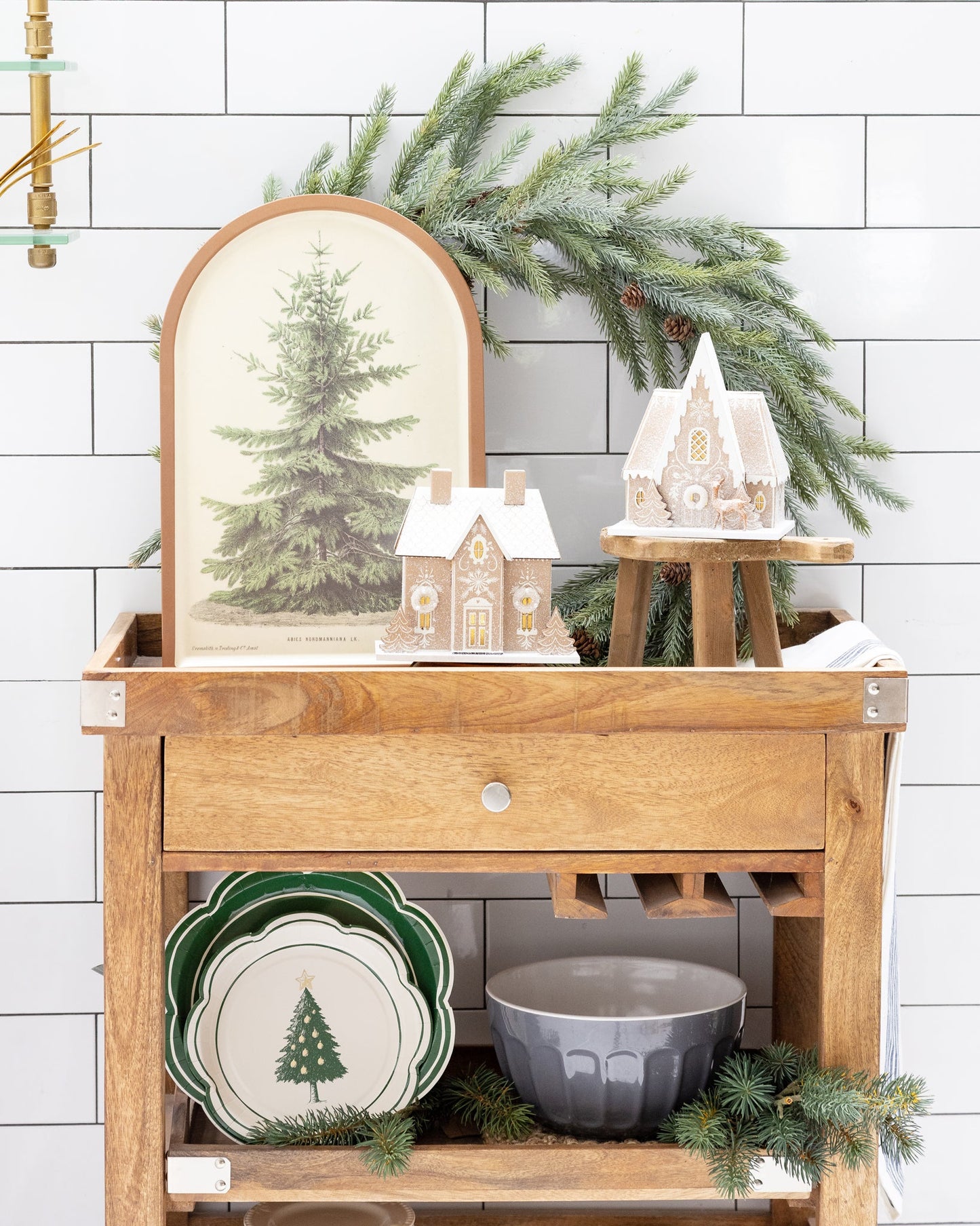 Gingerbread Chalet Paperboard Village Decor with Light