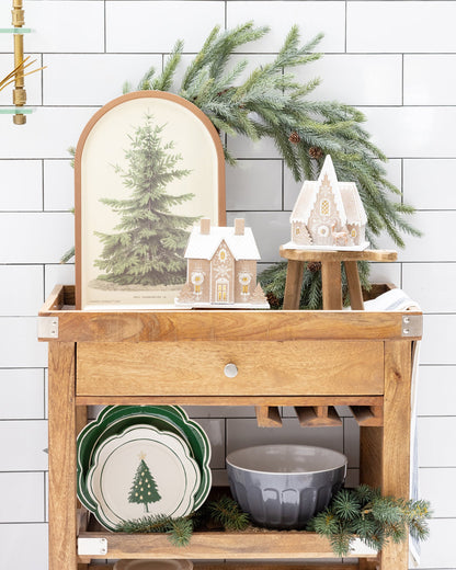 Gingerbread Chalet Paperboard Village Decor with Light
