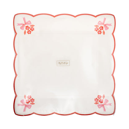 Heart Hankie Style Paper Plates, 8 ct