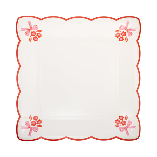 Heart Hankie Style Paper Plates, 8 ct