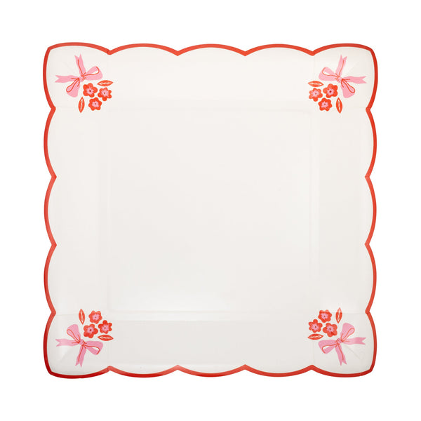 Heart Hankie Style Paper Plates, 8 ct