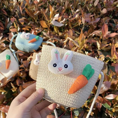 Small Kids Straw Crossbody – Bunny and Carrot, 2–5 Yrs