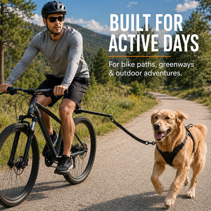 Hands-Free Dog Bike Leash with Shock-Absorbing Bungee – Bike-Mounted Side Arm for Controlled Side-by-Side Runs