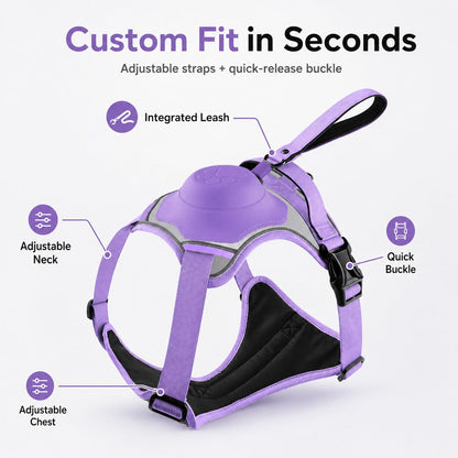 No-Pull Reflective Dog Harness with Built-In Retractable Leash for Safer Daily Walks