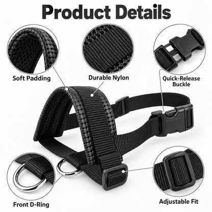 Padded Adjustable Dog Muzzle for Walks & Training – Helps Reduce Biting, Barking & Scavenging