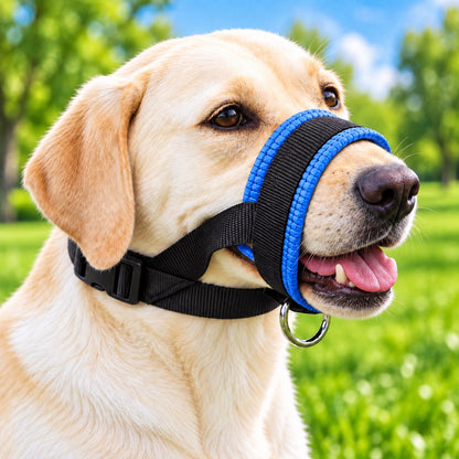 Padded Adjustable Dog Muzzle for Walks & Training – Helps Reduce Biting, Barking & Scavenging