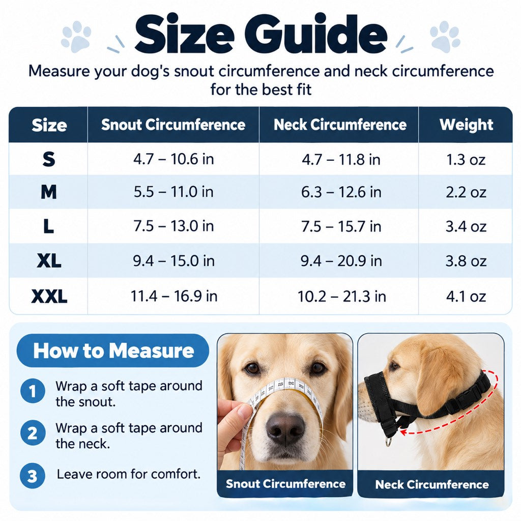 Padded Adjustable Dog Muzzle for Walks & Training – Helps Reduce Biting, Barking & Scavenging