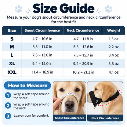 Padded Adjustable Dog Muzzle for Walks & Training – Helps Reduce Biting, Barking & Scavenging