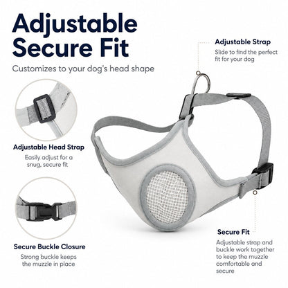 Breathable Dog Muzzle for Walks, Grooming & Vet Visits - Soft Adjustable Mesh Muzzle to Help Reduce Biting, Chewing & Barking
