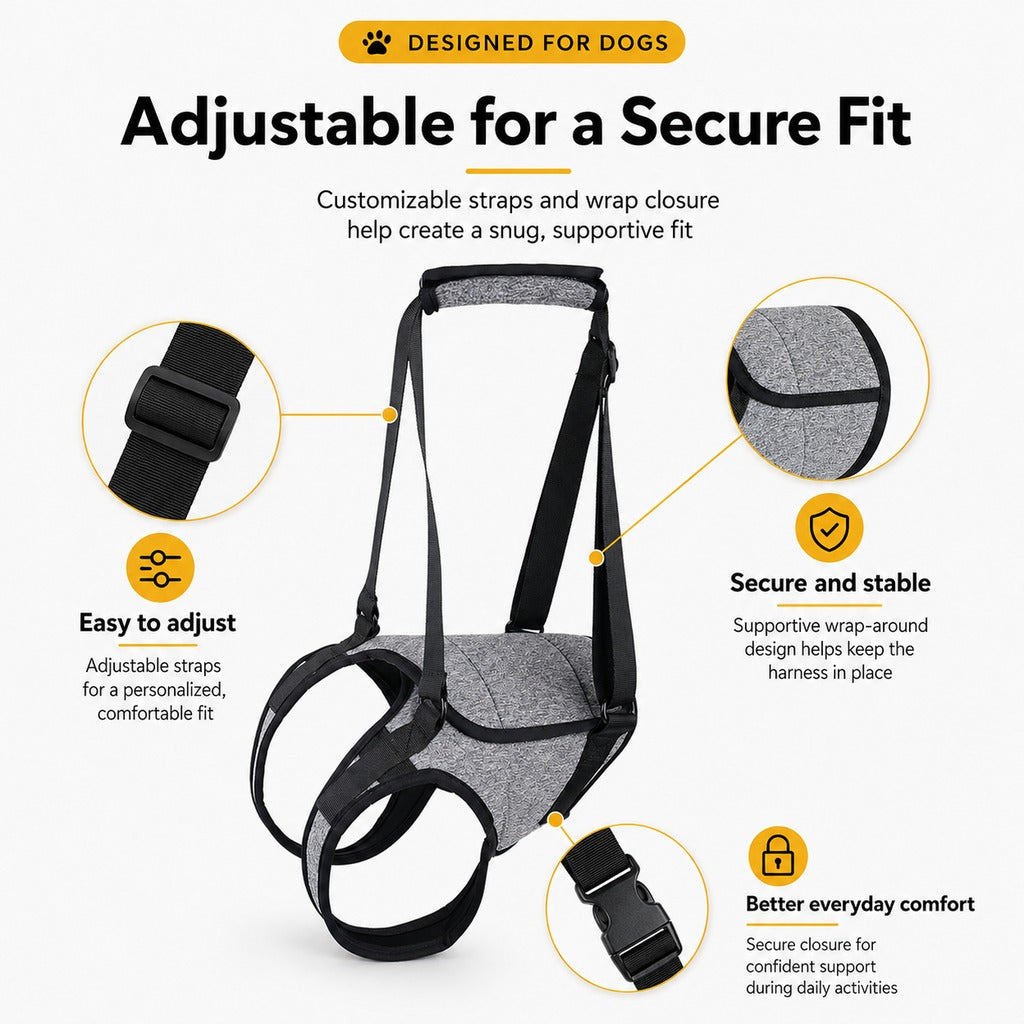 Dog Rear Support Harness for Stairs, Walks & Car Rides - Mobility Lift Sling for Senior Dogs with Weak Hind Legs