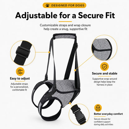 Dog Rear Support Harness for Stairs, Walks & Car Rides - Mobility Lift Sling for Senior Dogs with Weak Hind Legs