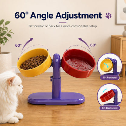 Adjustable Elevated Pet Bowl for Cats & Small Dogs - Space-Saving Wall-Mount or Freestanding Feeder for Cleaner Mealtimes