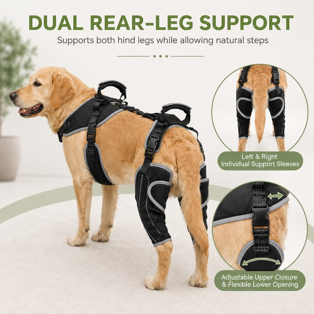 Full-Body Dog Lift Harness with Dual Rear-Leg Support - Easier Standing, Stairs & Car Entry