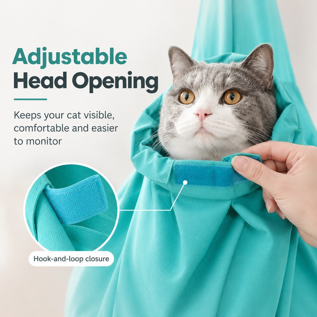 Soft Cat Carrier Grooming Bag for Vet Visits &Nail Trims - Helps Reduce Scratching During Routine Care