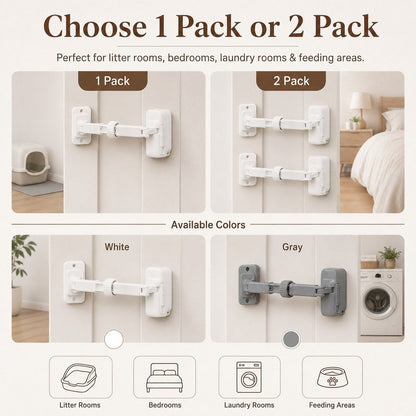 Adjustable Pet Door Latch for Litter Rooms - Let Cats In & Help Keep Dogs Out
